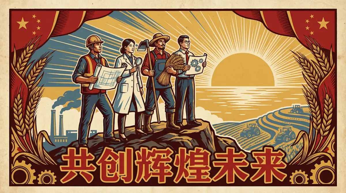 劳动者群像宣传画 - 51吃瓜 共创辉煌